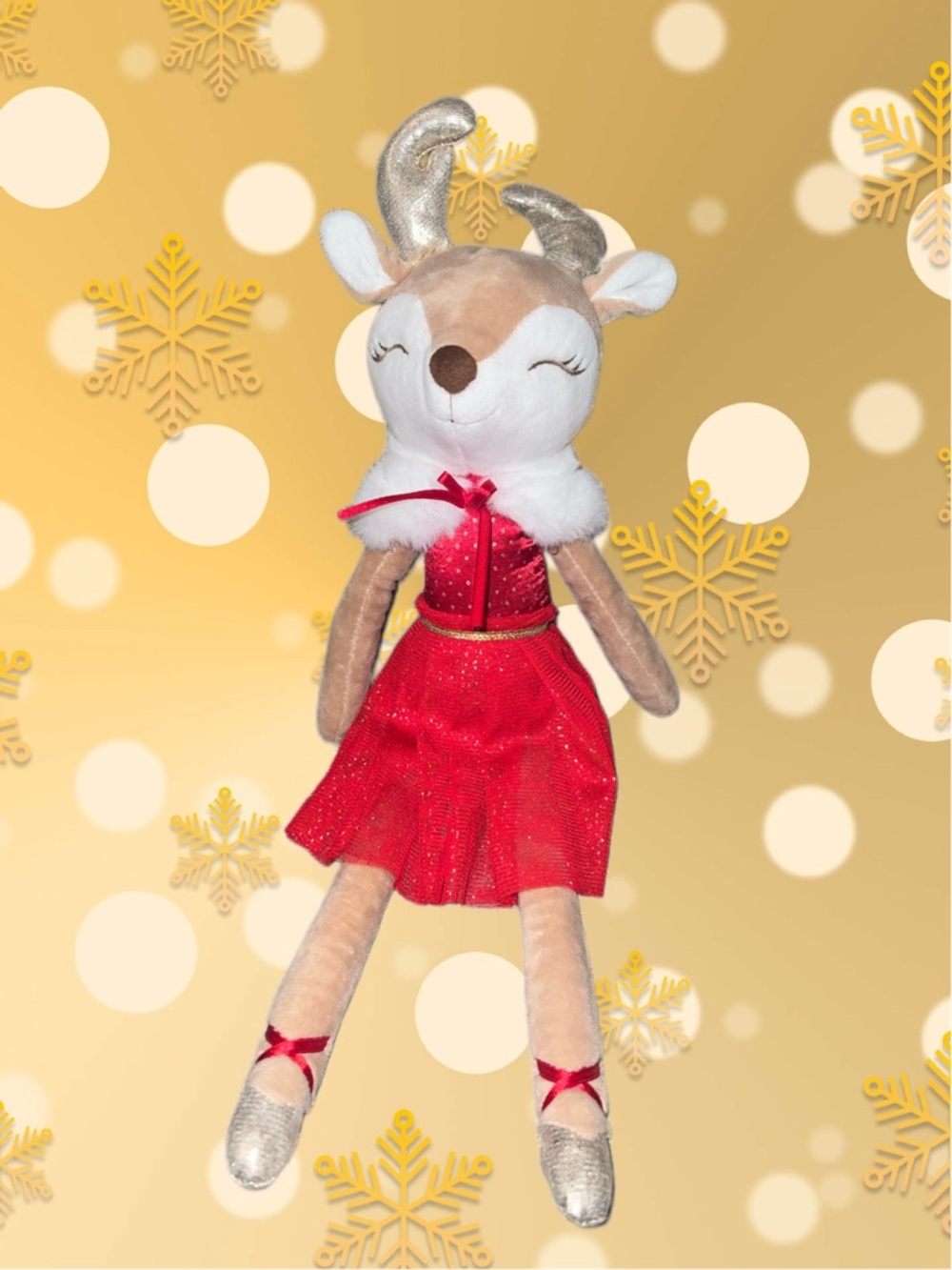 Bearington Collection Noella Reindeer Ballerina Stuffed Plush Doll 16.5”